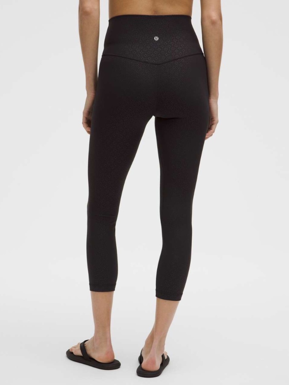Lululemon Align High-Rise Crop 23" Sz 6 Lace Dot Emboss Black Leggings Tight